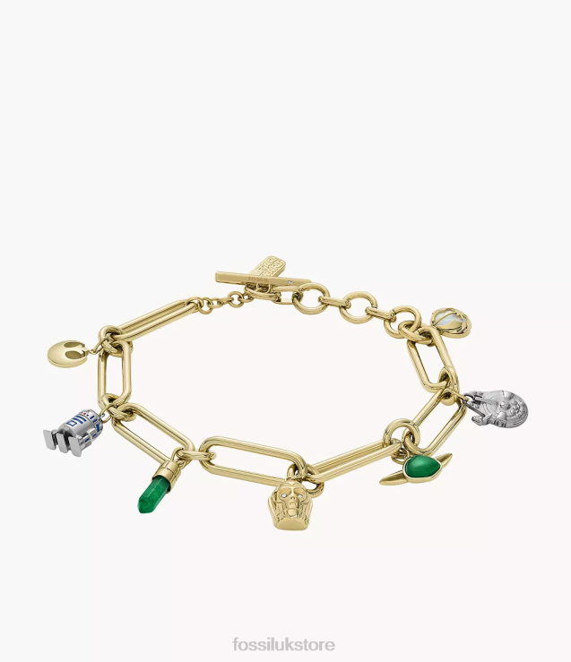 Jewelry 2N02H962 Opal/Green Acenturine/Blue Enamel Women Fossil Star Wars Charm Bracelet