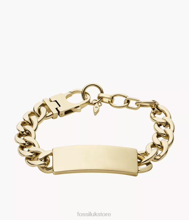 Jewelry 2N02H964 Gold-Tone Women Fossil Drew Stainless Steel ID Bracelet
