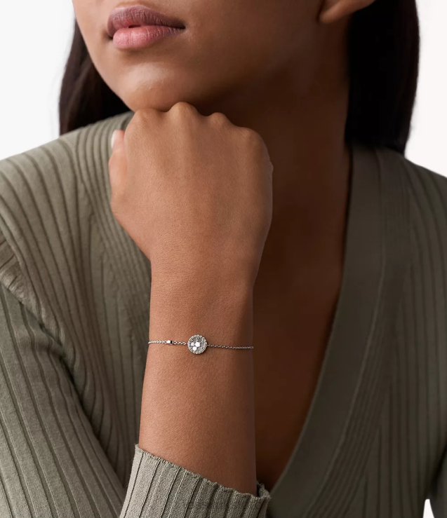 Jewelry 2N02H967 Mother-of-Pearl Women Fossil Elliott Sterling Station Bracelet