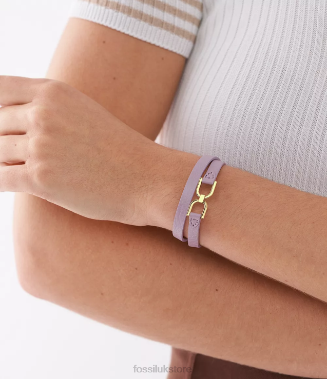 Jewelry 2N02H968 Lavender Women Fossil Heritage D-Link Leather Strap Bracelet