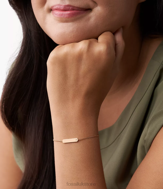 Jewelry 2N02H970 Rose Gold-Tone Women Fossil Lane Stainless Steel Bar Chain Bracelet