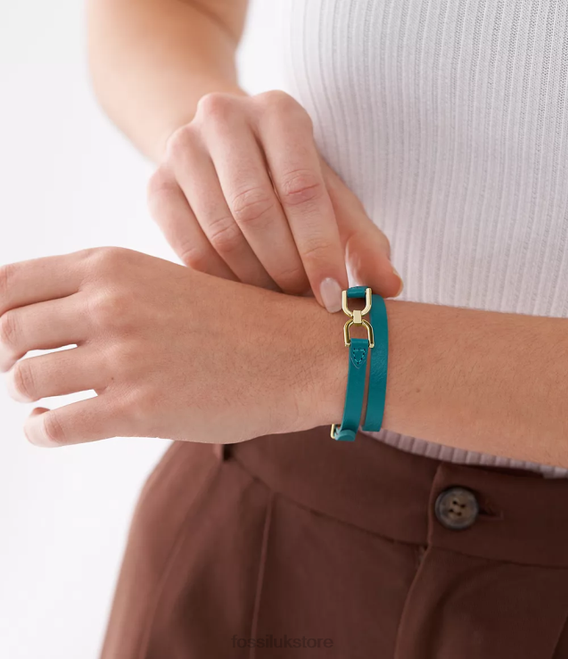 Jewelry 2N02H971 Smokey Blue Women Fossil Heritage D-Link Leather Strap Bracelet