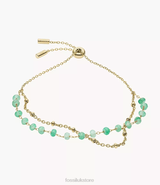 Jewelry 2N02H977 Green Women Fossil Georgia Modern Meadows Jade Beaded Bracelet