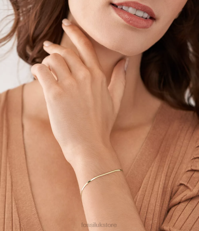 Jewelry 2N02H978 Gold-Tone Women Fossil All Stacked Up Stainless Steel Chain Bracelet