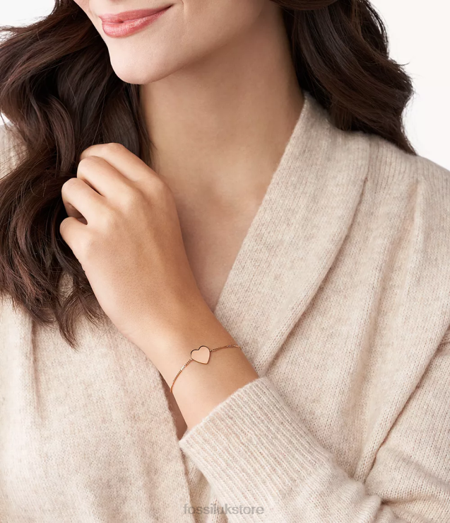 Jewelry 2N02H984 Rose Gold-Tone Women Fossil Lane Heart Steel Bracelet