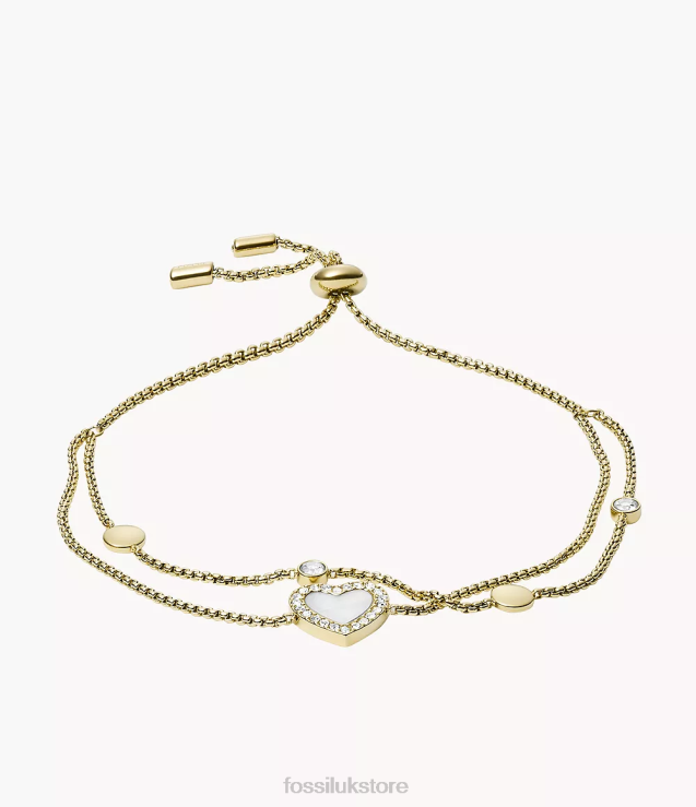 Jewelry 2N02H986 Gold-Tone Women Fossil Val Heart Duo Stainless Steel Bracelet