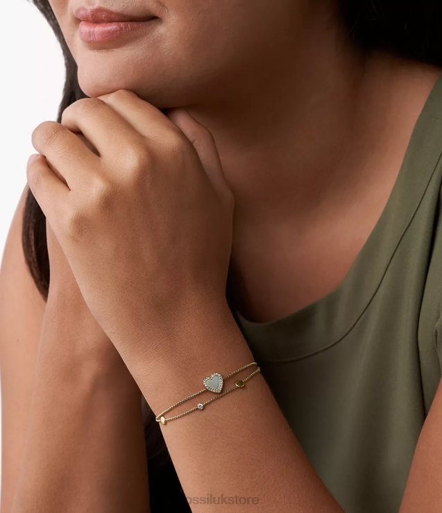 Jewelry 2N02H986 Gold-Tone Women Fossil Val Heart Duo Stainless Steel Bracelet