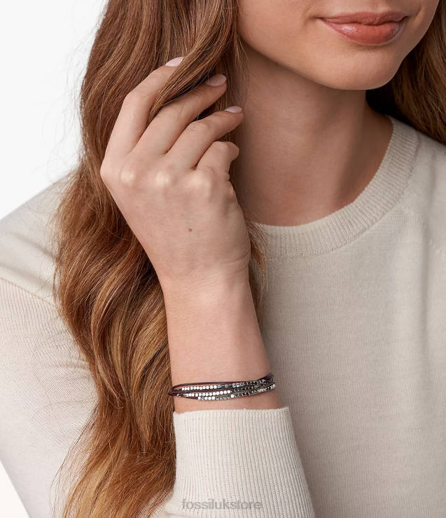 Jewelry 2N02H988 Brown/Silver Women Fossil Sadie Dainty Rondelle Slider Bracelet