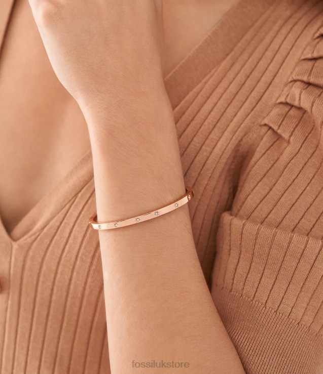 Jewelry 2N02H991 Rose Gold-Tone Women Fossil Sadie Shine Bright Stainless Steel Bangle Bracelet