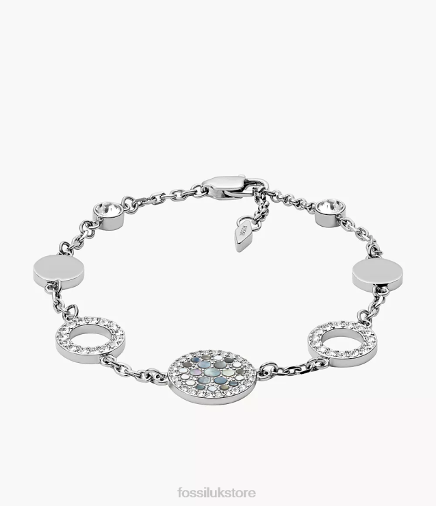 Jewelry 2N02H994 Mother-of-Pearl Women Fossil Val Mosaic Disc Station Bracelet