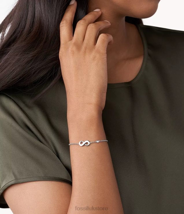 Jewelry 2N02H995 Silver Women Fossil Elliott Infinite Love Sterling Boxed Bracelet