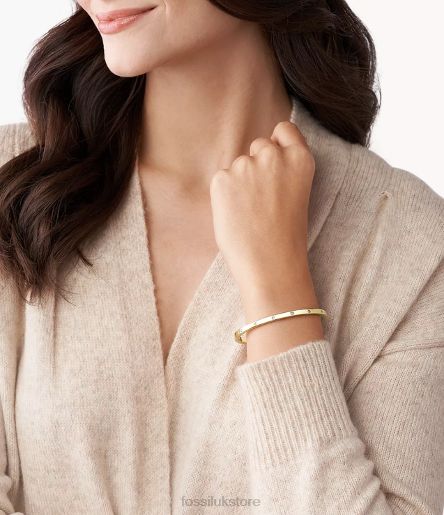 Jewelry 2N02H997 Gold-Tone Women Fossil Sutton Shine Bright Stainless Steel Cuff Bracelet