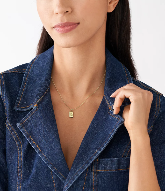 Jewelry 2N02H1307 Gold-Tone Women Fossil Oh So Charming Stainless Steel Initial Charm