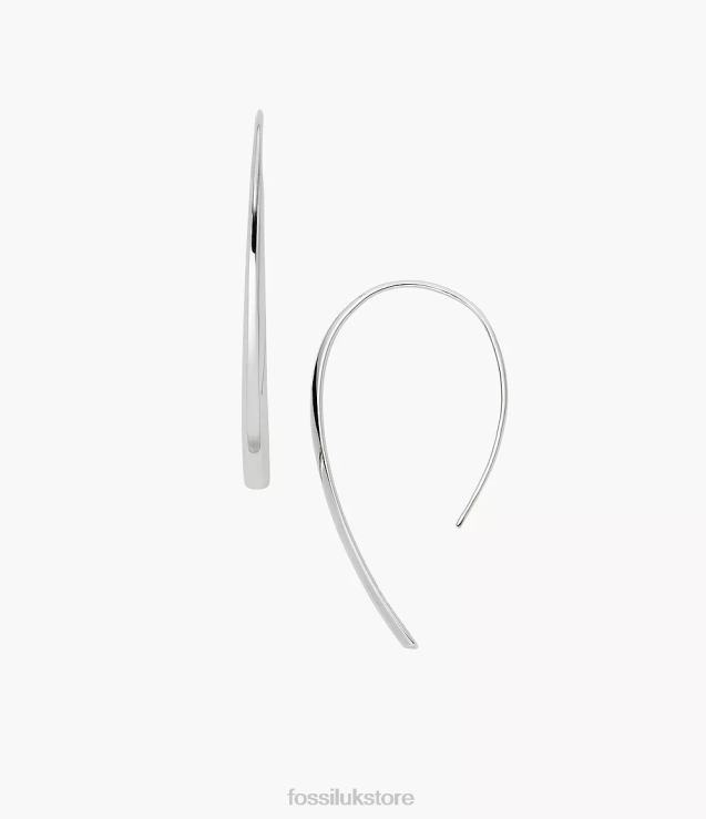 Jewelry 2N02H1032 Silver Women Fossil Sadie Stainless Steel Bevel Hoop Earring