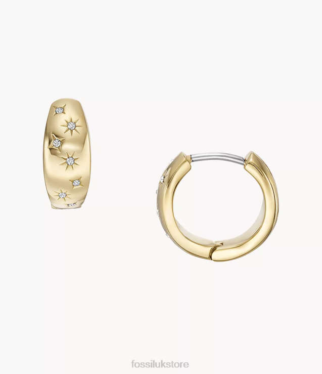 Jewelry 2N02H1033 Gold-Tone Women Fossil Sadie Under the Stars Stainless Steel Hoop Earrings