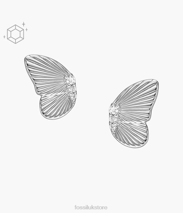 Jewelry 2N02H1034 Silver Women Fossil Sterling Butterflies Stud Earrings