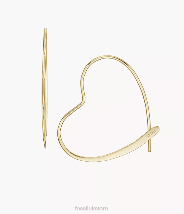 Jewelry 2N02H1036 Gold-Tone Women Fossil All Stacked Up Brass Whisper Hoop Earrings