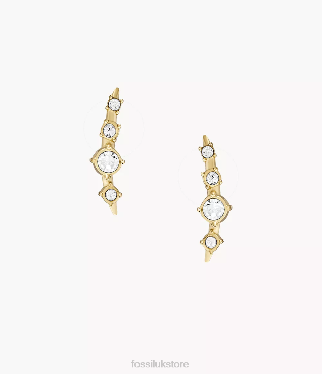 Jewelry 2N02H1037 Gold-Tone Women Fossil All Stacked Up Stainless Steel Climber Earrings