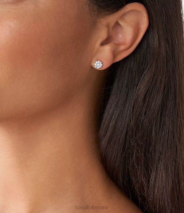 Jewelry 2N02H1038 Silver-Tone Women Fossil Sutton Disc Stainless Steel Stud Earring