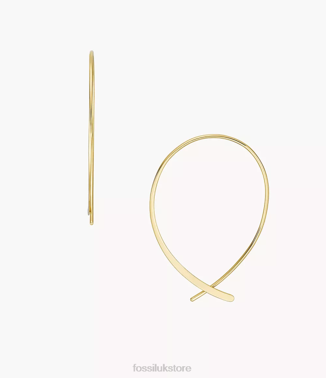 Jewelry 2N02H1039 Gold-Tone Women Fossil All Stacked Up Brass Whisper Hoop Earrings