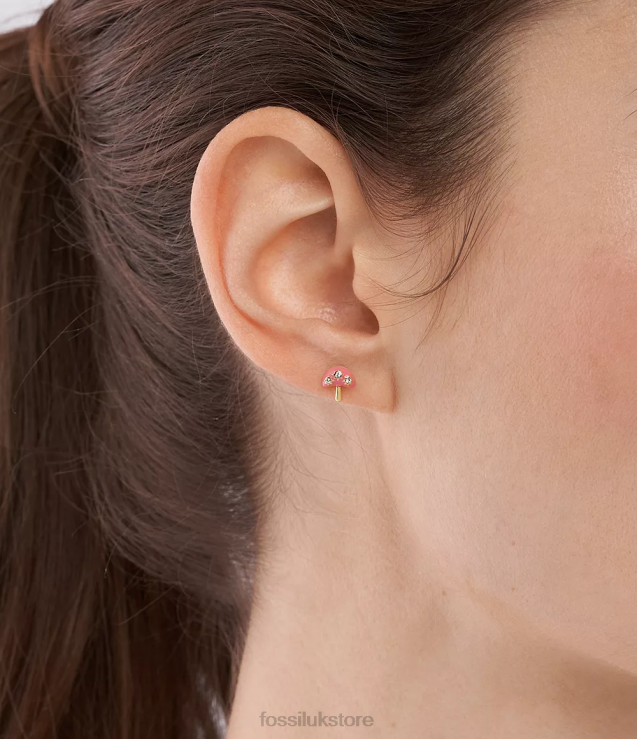 Jewelry 2N02H1042 Pink Women Fossil Color Pop Mushroom Stud Earrings