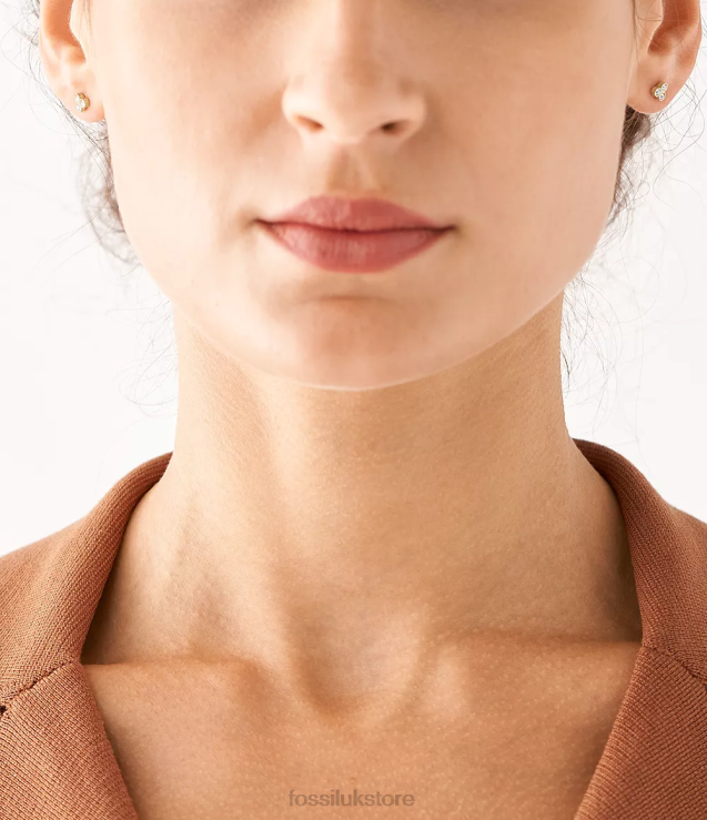 Jewelry 2N02H1045 Gold-Tone Women Fossil Sadie Trio Glitz Stainless Steel Stud Earrings