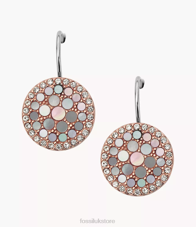 Jewelry 2N02H1046 Mother-of-Pearl Women Fossil Val Mosaic Disc Drop Earrings