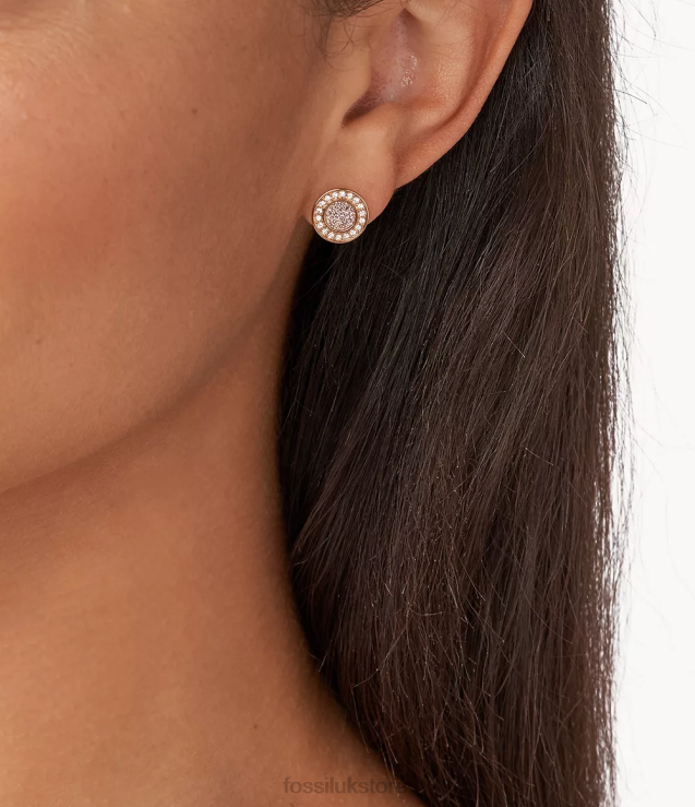 Jewelry 2N02H1050 Rose Gold-Tone Women Fossil Sutton Halo Stud Earring