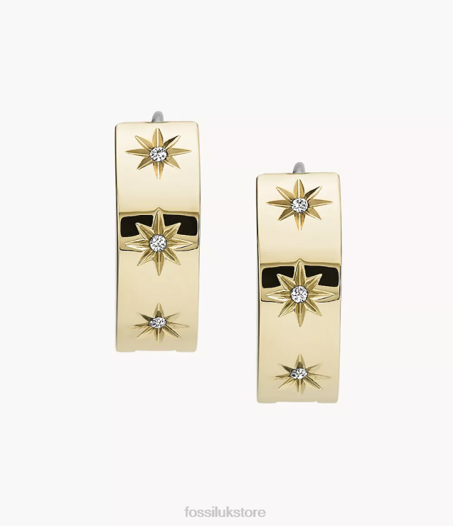 Jewelry 2N02H1051 Gold-Tone Women Fossil Sutton Shine Bright Stainless Steel Hoop Earring