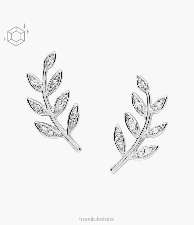 Jewelry 2N02H1052 Silver Women Fossil Elliott Olive Branch Sterling Studs