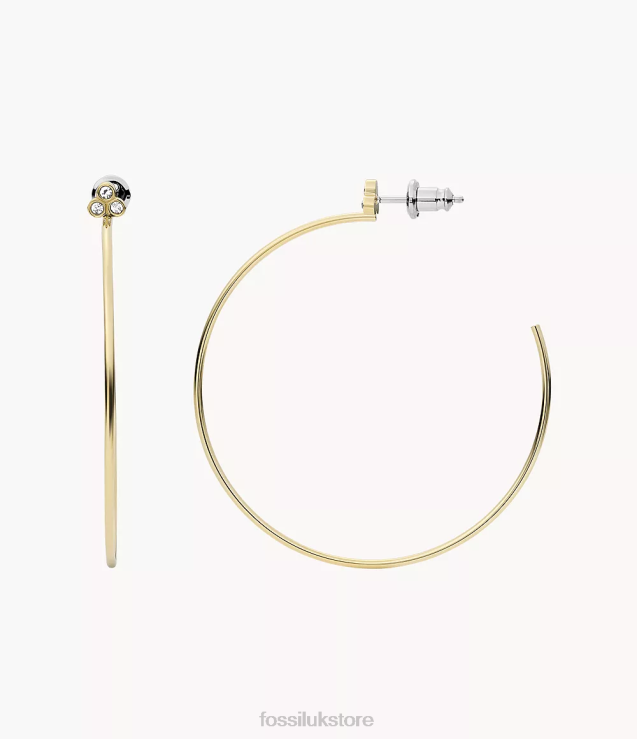 Jewelry 2N02H1058 Gold-Tone Women Fossil Sadie Trio Glitz Stainless Steel Hoop Earrings