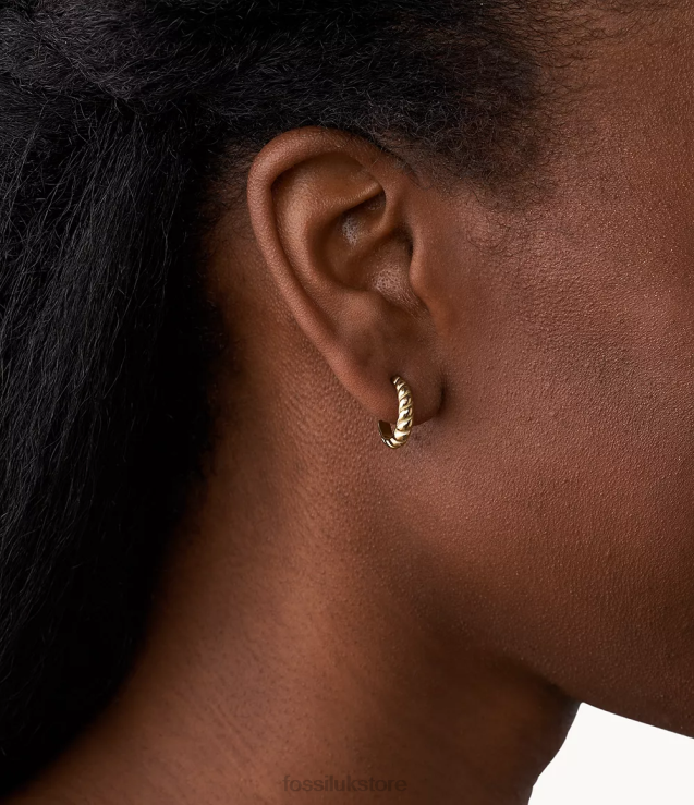 Jewelry 2N02H1060 Gold-Tone Women Fossil Sadie Vintage Twists Stainless Steel Hoop Earrings