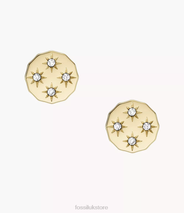 Jewelry 2N02H1061 Gold-Tone Women Fossil Sadie Scalloped Edge Stainless Steel Stud Earrings