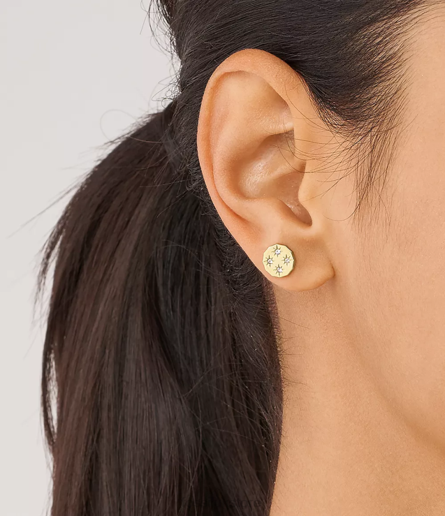 Jewelry 2N02H1061 Gold-Tone Women Fossil Sadie Scalloped Edge Stainless Steel Stud Earrings