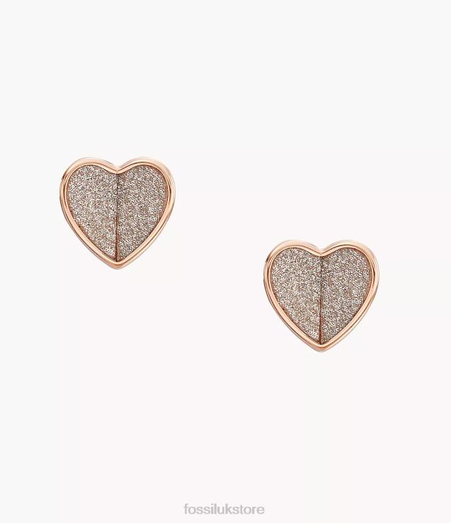 Jewelry 2N02H1062 Rose Gold-Tone Women Fossil Sadie Flutter Hearts Stainless Steel Stud Earrings