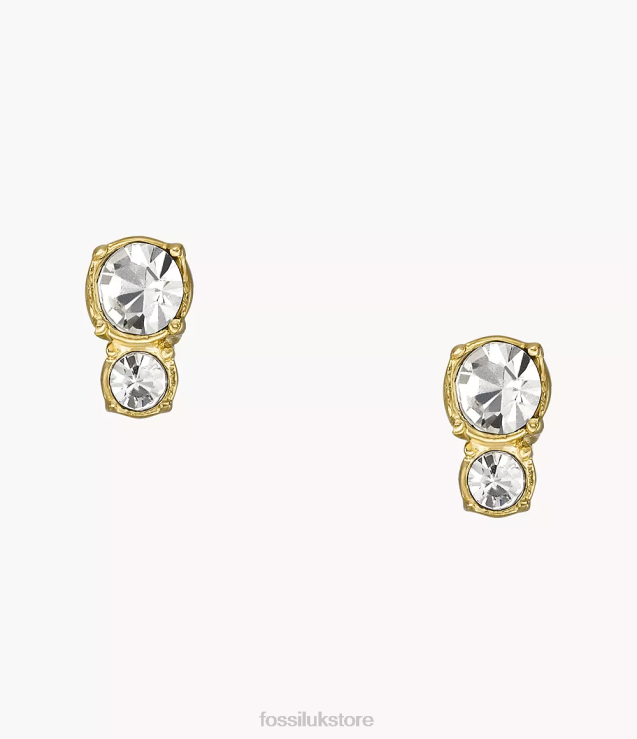 Jewelry 2N02H1064 Gold-Tone Women Fossil All Stacked Up Stainless Steel Stud Earrings