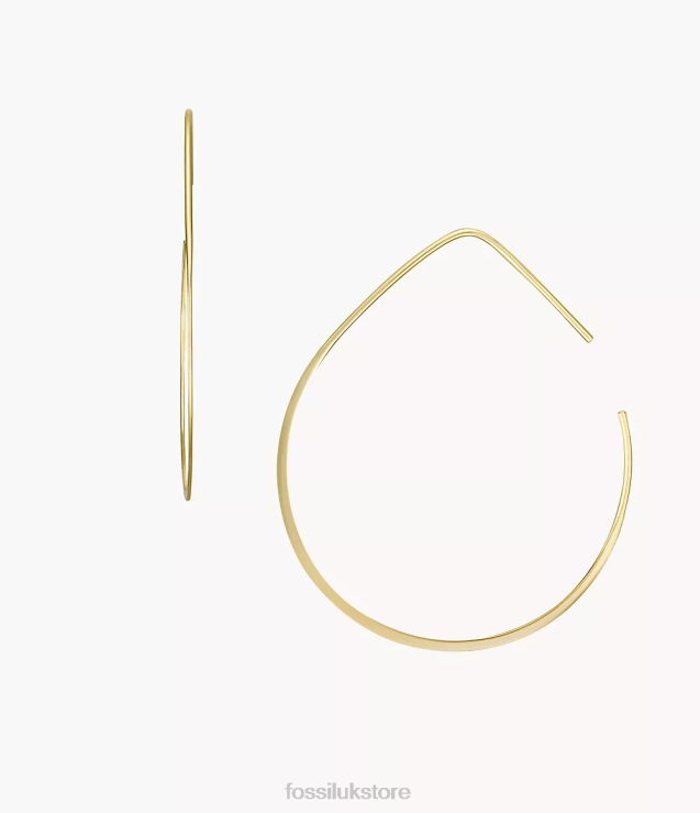 Jewelry 2N02H1066 Gold-Tone Women Fossil All Stacked Up Brass Whisper Hoop Earrings