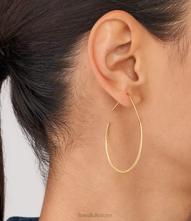 Jewelry 2N02H1066 Gold-Tone Women Fossil All Stacked Up Brass Whisper Hoop Earrings