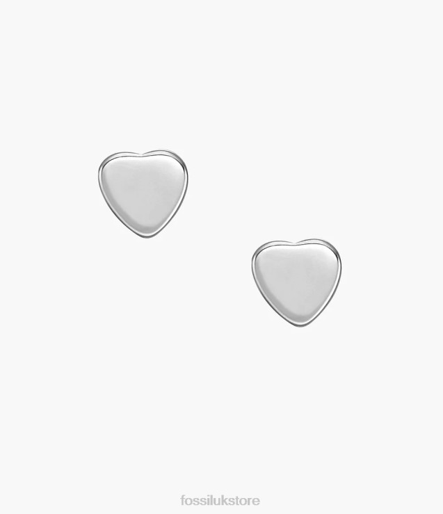 Jewelry 2N02H1069 Silver-Tone Women Fossil Hearts Stainless Steel Stud Earrings