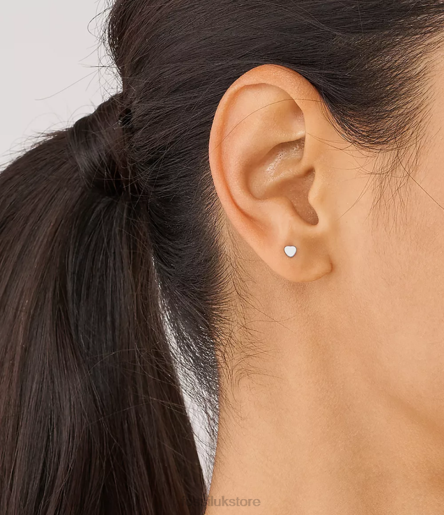 Jewelry 2N02H1069 Silver-Tone Women Fossil Hearts Stainless Steel Stud Earrings