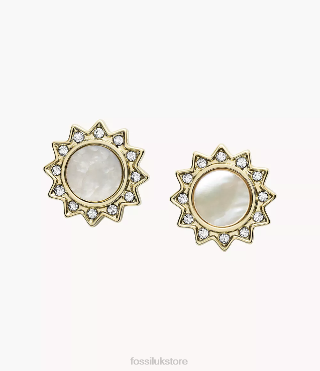 Jewelry 2N02H1070 Mother-of-Pearl Women Fossil Val You Are My Sunshine Stainless Steel Stud Earrings