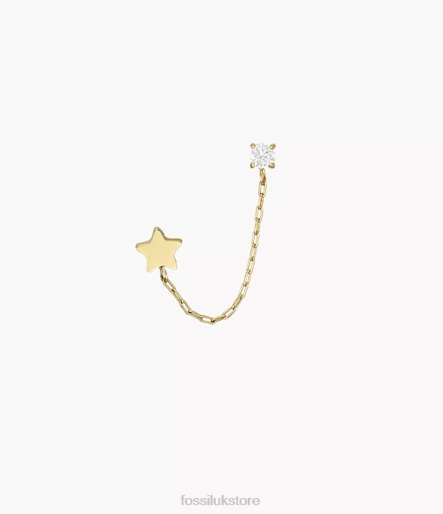 Jewelry 2N02H1071 Gold-Tone Women Fossil All Stacked Up Stainless Steel Single Climber Earring