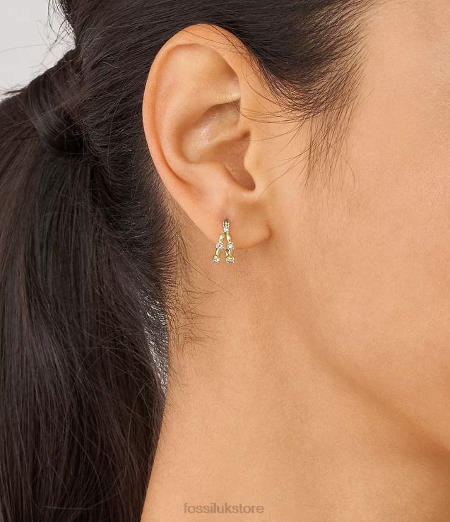 Jewelry 2N02H1072 Gold-Tone Women Fossil All Stacked Up Stainless Steel Hoop Earrings