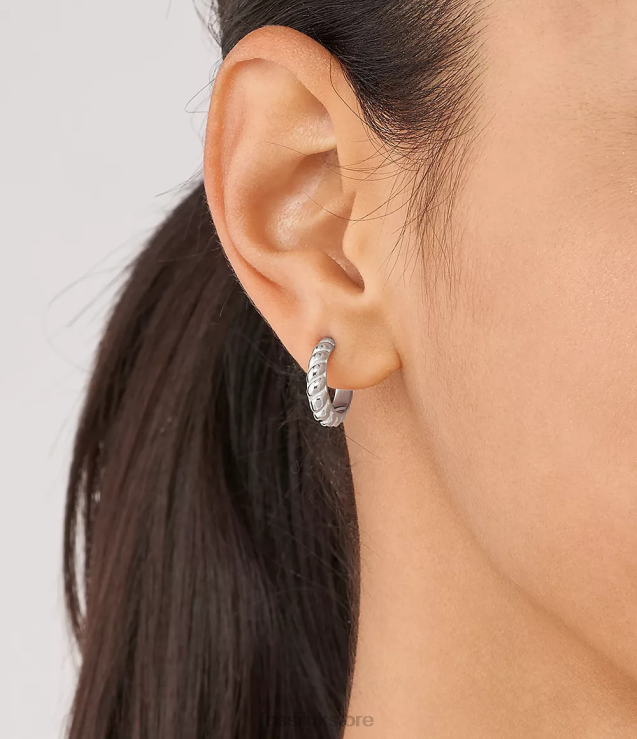 Jewelry 2N02H1074 Silver-Tone Women Fossil Vintage Twists Stainless Steel Hoop Earrings