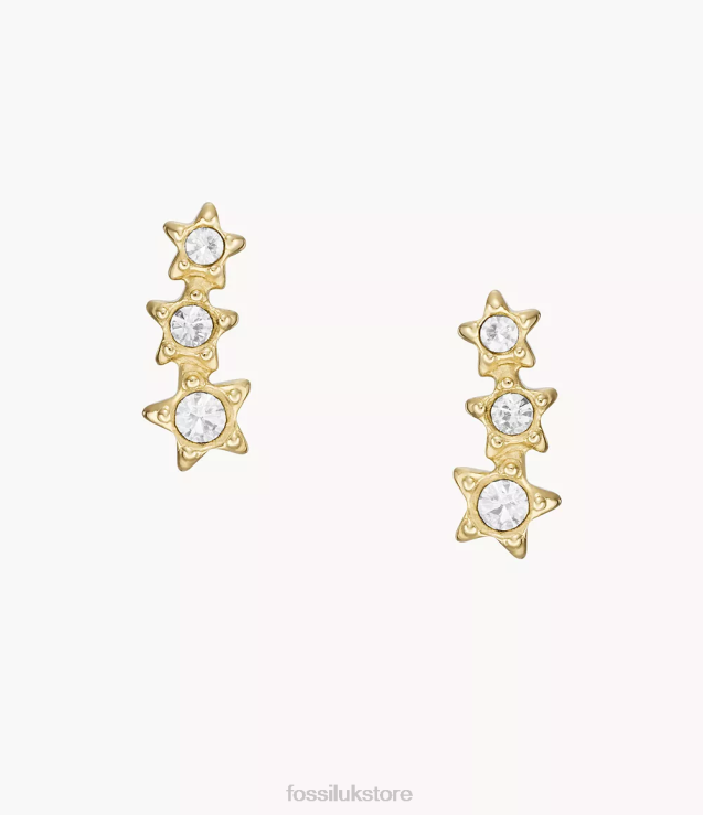 Jewelry 2N02H1075 Gold-Tone Women Fossil Sadie Under the Stars Stainless Steel Climber Earrings