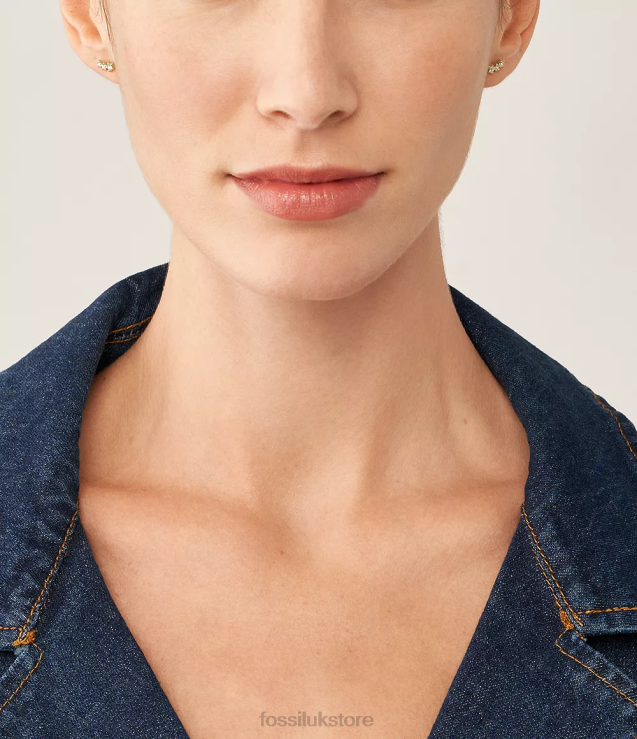 Jewelry 2N02H1075 Gold-Tone Women Fossil Sadie Under the Stars Stainless Steel Climber Earrings