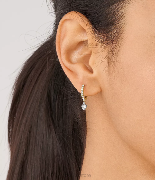 Jewelry 2N02H1076 Two-Tone Women Fossil Sadie Tokens Of Affection Stainless Steel Hoop Earrings