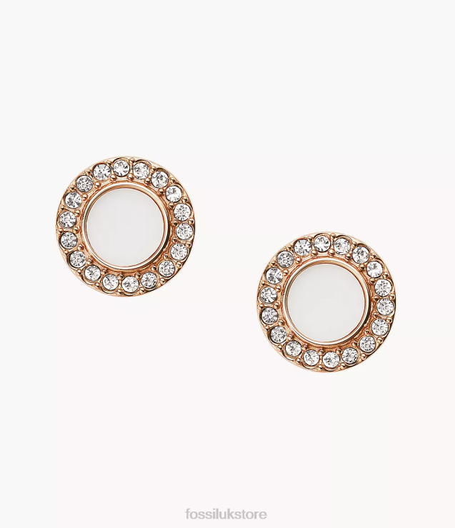 Jewelry 2N02H1077 Rose Gold/White Women Fossil Val Stone Glitz Studs