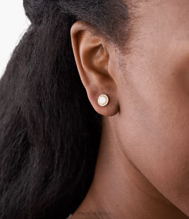 Jewelry 2N02H1077 Rose Gold/White Women Fossil Val Stone Glitz Studs