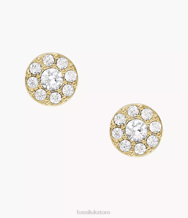 Jewelry 2N02H1078 Gold-Tone Women Fossil All Stacked Up Stainless Steel Stud Earrings